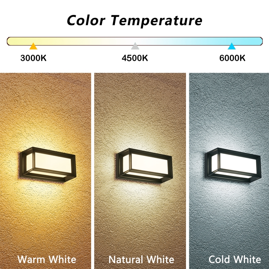 Brilagi - LED vanjska zidna svjetiljka PARKER LED/12W/230V 3000/4500/6000K crna IP44