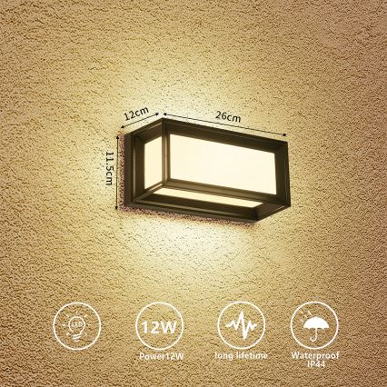 Brilagi - LED vanjska zidna svjetiljka PARKER LED/12W/230V 3000/4500/6000K crna IP44