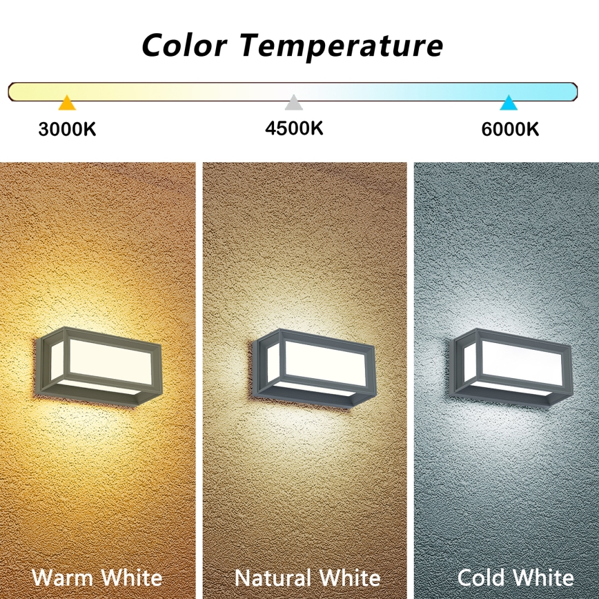 Brilagi - LED vanjsko zidno svjetlo PARKER LED/12W/230V 3000/4500/6000K siva IP44