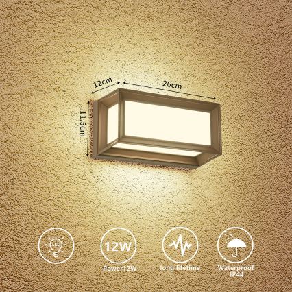 Brilagi - LED vanjsko zidno svjetlo PARKER LED/12W/230V 3000/4500/6000K smeđa IP44