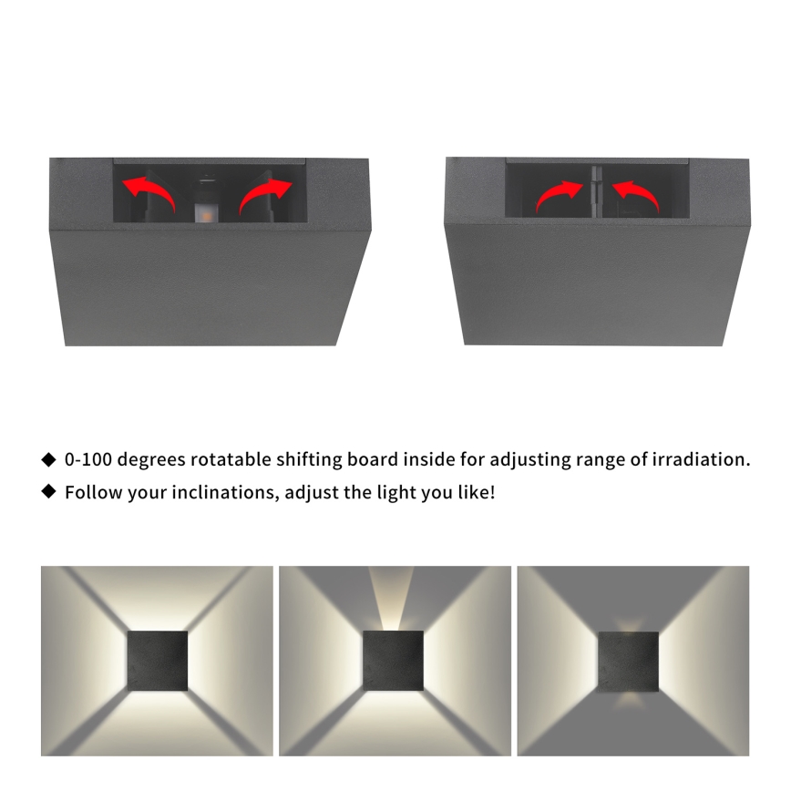 Brilagi - LED vanjska zidna svjetiljka QUADRAY LED/4W/230V antracitna IP65