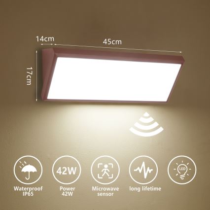 Brilagi - LED vanjsko zidno svjetlo s senzorom TRIANGLE LED/42W/230V 45 cm smeđe IP65
