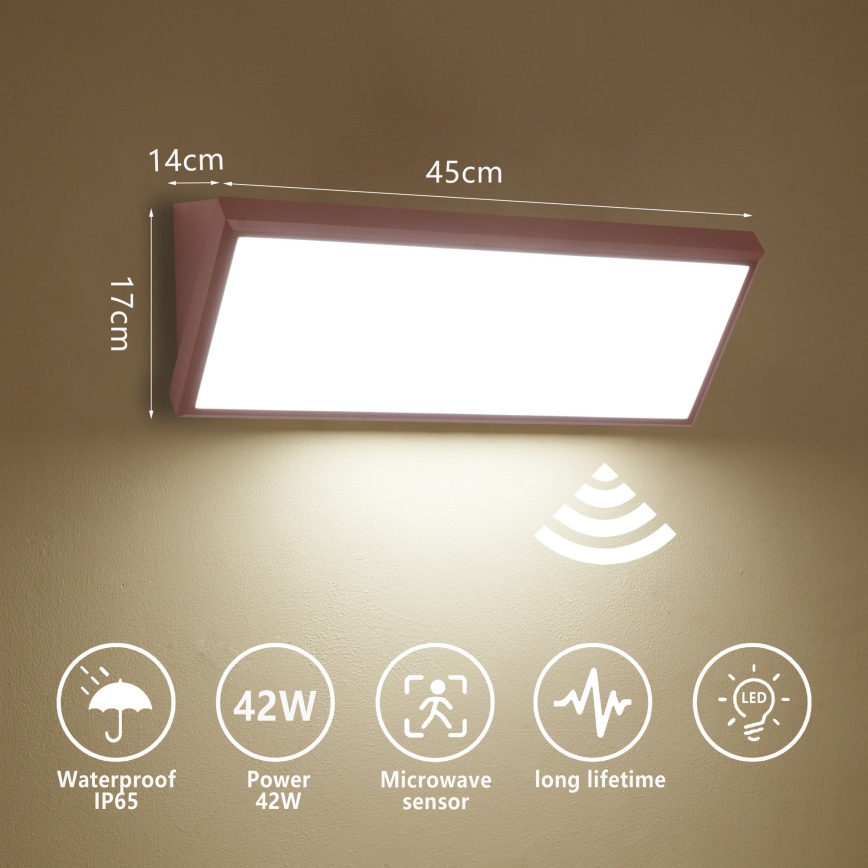 Brilagi - LED vanjsko zidno svjetlo s senzorom TRIANGLE LED/42W/230V 45 cm smeđe IP65