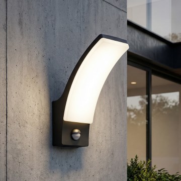 BRILAGI - LED vanjska zidna svjetiljka s senzorom pokreta i sumraka ARCELO LED/12W/230V IP65 crna