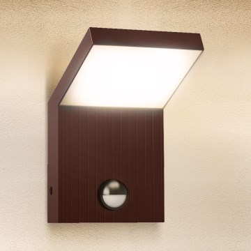 Brilagi - LED vanjska zidna svjetiljka s senzorom RIANO LED/8W/230V smeđa IP65