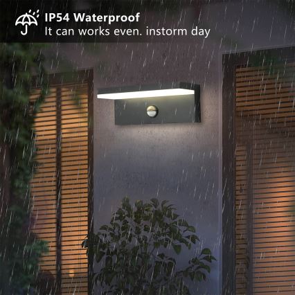 Brilagi - LED vanjsko zidno svjetlo s senzorom TESSI LED/10W/230V antracit IP54
