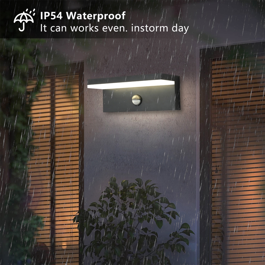 Brilagi - LED vanjsko zidno svjetlo s senzorom TESSI LED/10W/230V antracit IP54