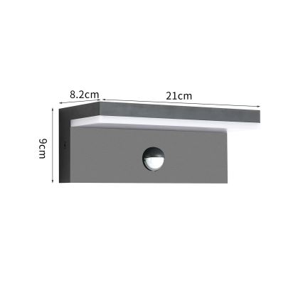 Brilagi - LED vanjsko zidno svjetlo s senzorom TESSI LED/10W/230V antracit IP54