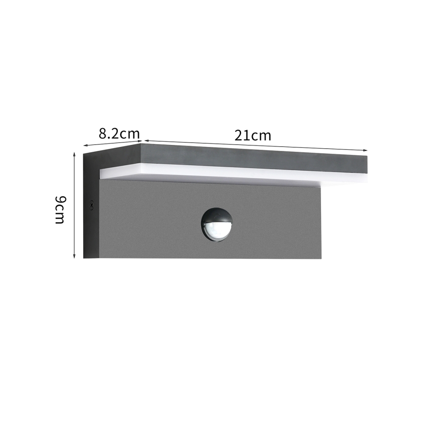 Brilagi - LED vanjsko zidno svjetlo s senzorom TESSI LED/10W/230V antracit IP54