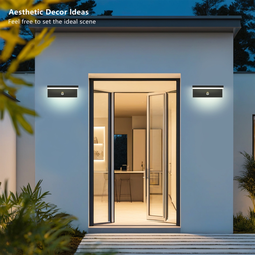 Brilagi - LED vanjsko zidno svjetlo sa senzorom TESSI LED/10W/230V crna IP54