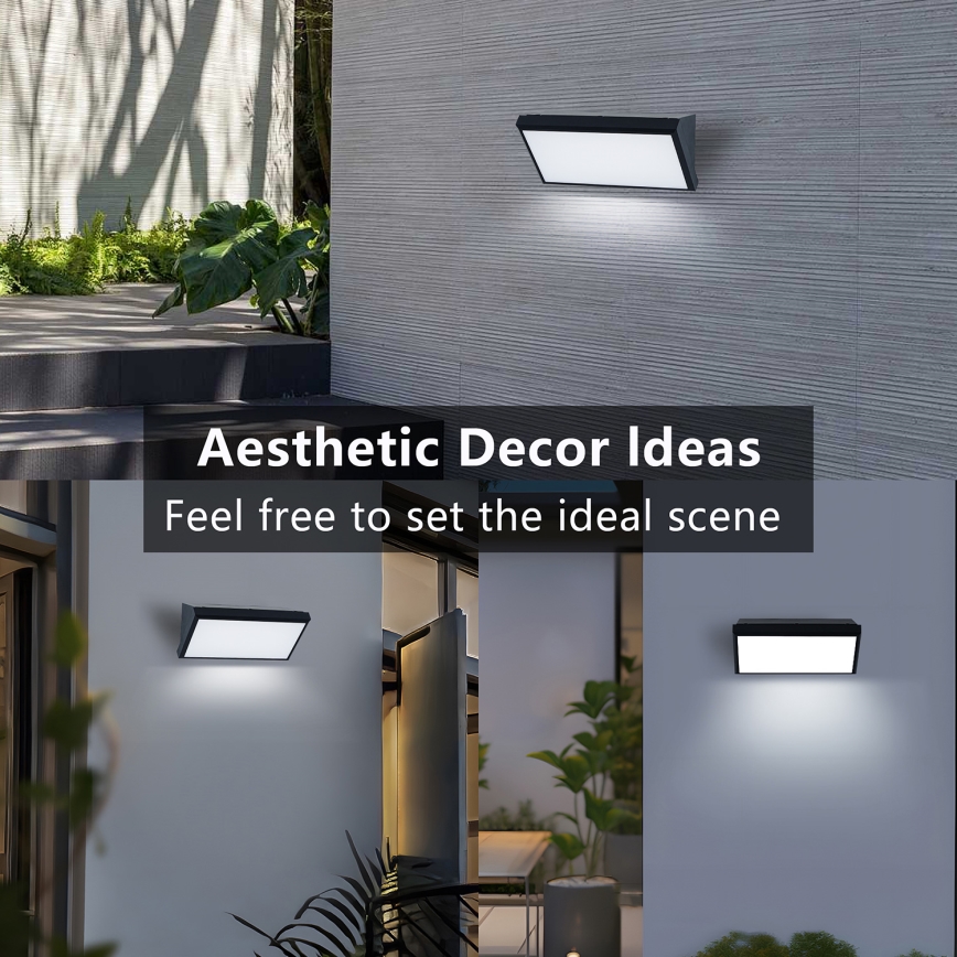 Brilagi - LED vanjsko zidno svjetlo sa senzorom TRIANGLE LED/20W/230V crno IP65