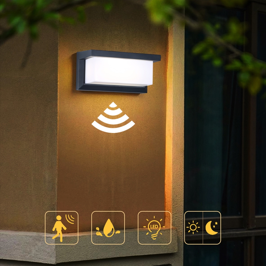 Brilagi - LED Vanjska zidna svjetiljka sa senzorom BRICKY LED/12W/230V antracit IP54