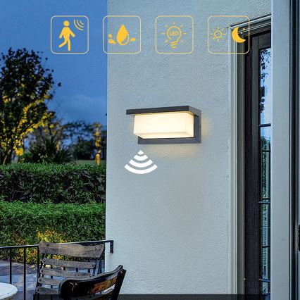 Brilagi - LED Vanjska zidna svjetiljka sa senzorom BRICKY LED/12W/230V antracit IP54