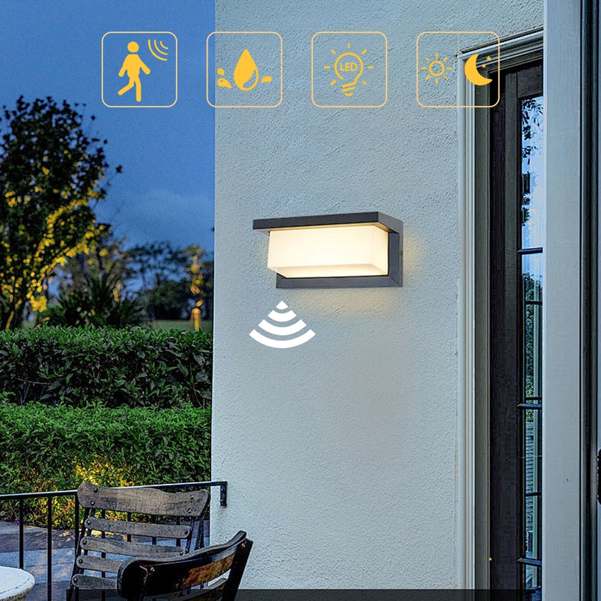 Brilagi - LED Vanjska zidna svjetiljka sa senzorom BRICKY LED/12W/230V antracit IP54