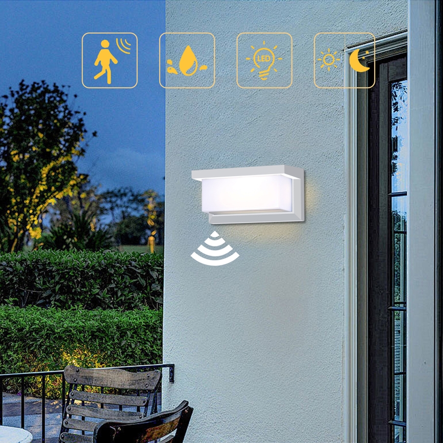 Brilagi - LED Vanjska zidna svjetiljka sa senzorom BRICKY LED/12W/230V bijela IP54