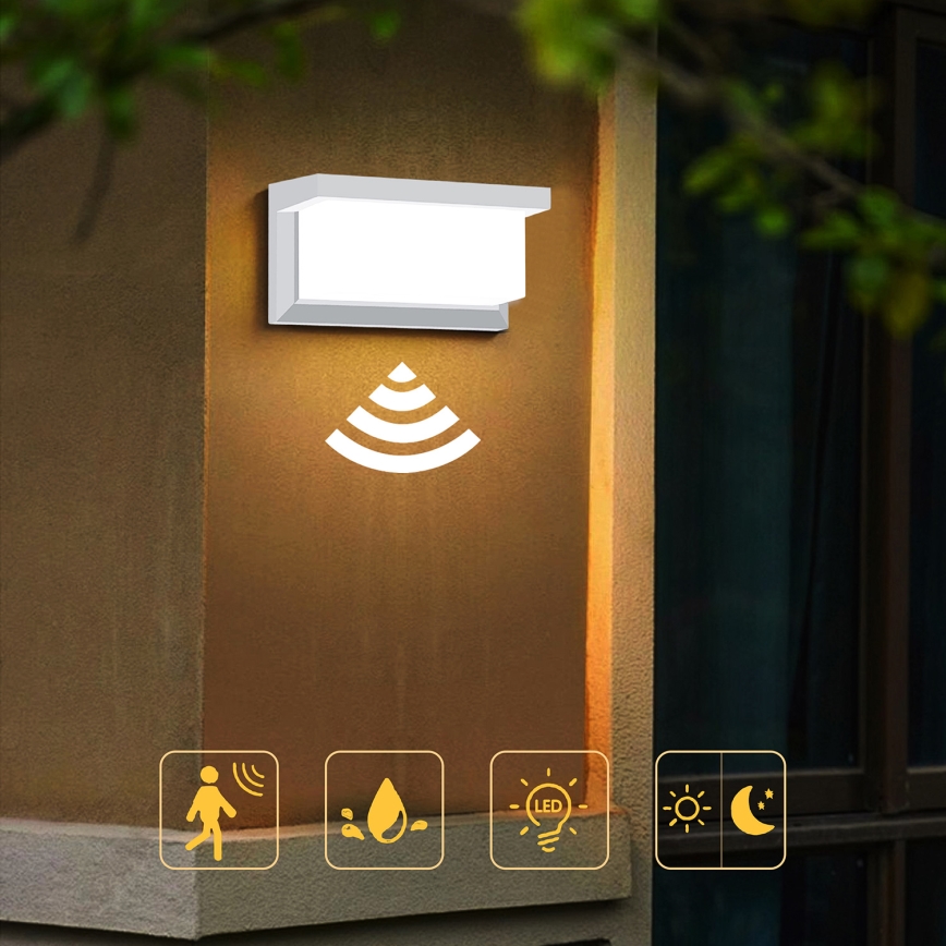 Brilagi - LED Vanjska zidna svjetiljka sa senzorom BRICKY LED/12W/230V bijela IP54