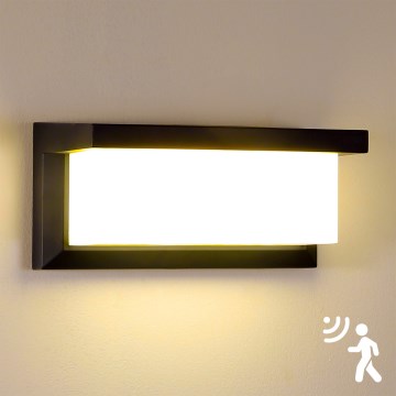 Brilagi - LED Vanjska zidna svjetiljka sa senzorom BRICKY LED/12W/230V crna IP54