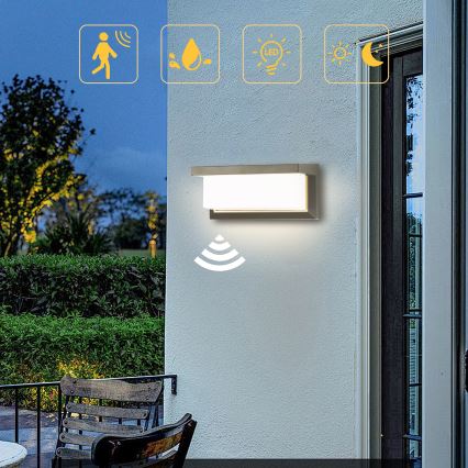 Brilagi - LED Vanjska zidna svjetiljka sa senzorom BRICKY LED/12W/230V siva IP54
