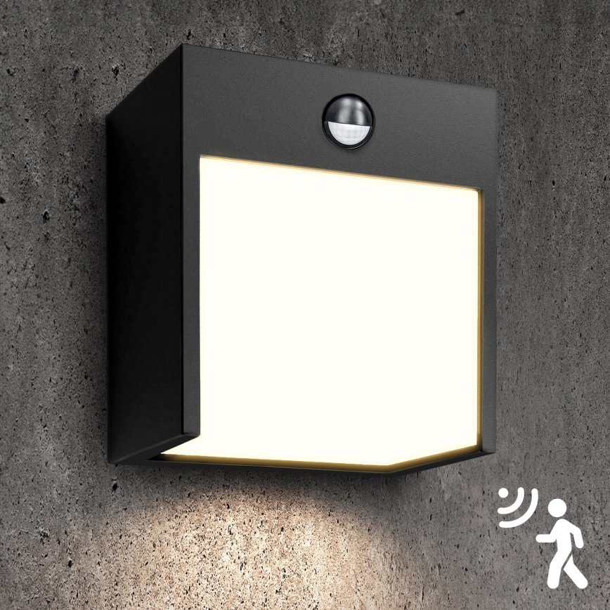 Brilagi - LED Vanjska zidna svjetiljka sa senzorom TERNI LED/12W/230V crna IP44