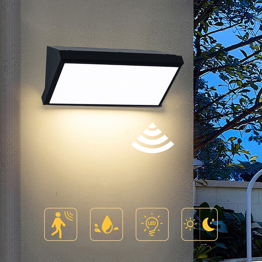 Brilagi - LED Vanjska zidna svjetiljka sa senzorom TRIANGLE LED/20W/230V crna IP65
