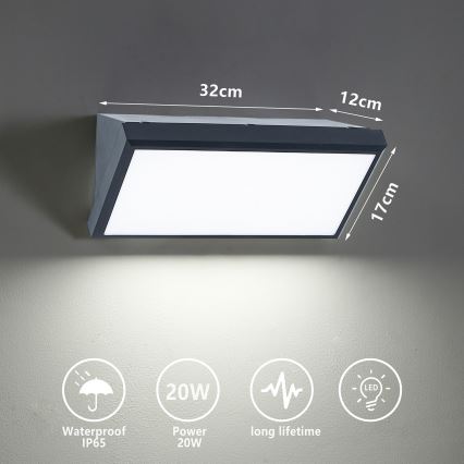 Brilagi - LED Vanjska zidna svjetiljka TRIANGLE LED/20W/230V antracit IP65