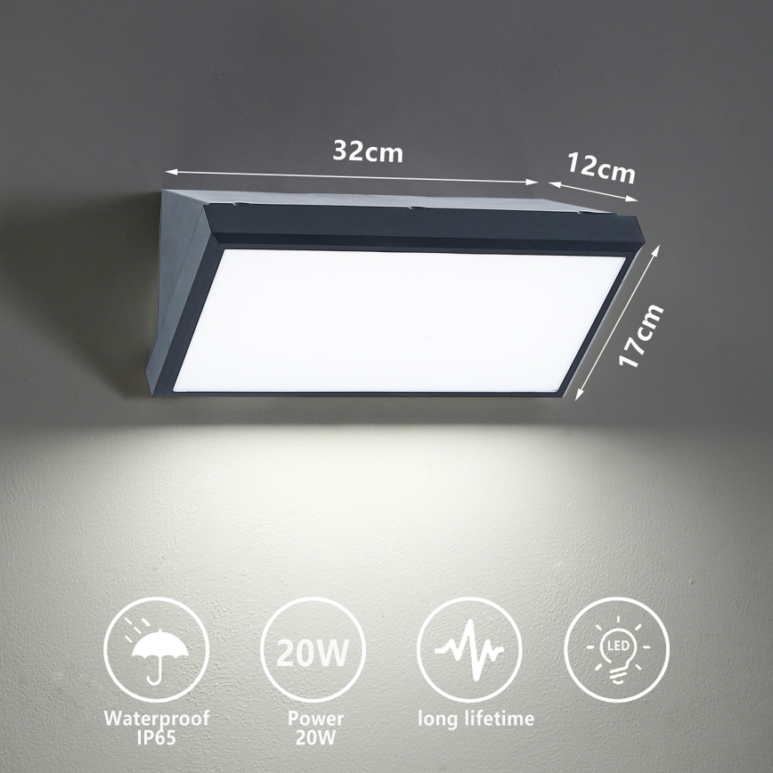 Brilagi - LED Vanjska zidna svjetiljka TRIANGLE LED/20W/230V antracit IP65