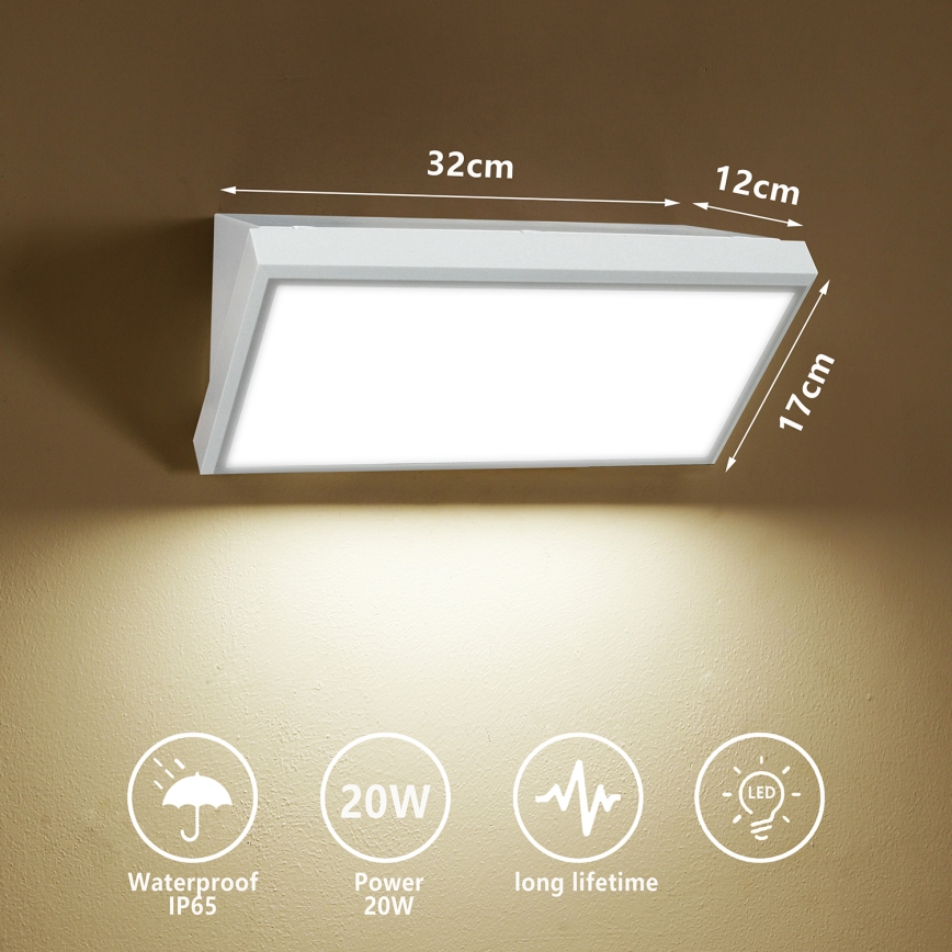 Brilagi - LED Vanjska zidna svjetiljka TRIANGLE LED/20W/230V bijela IP65