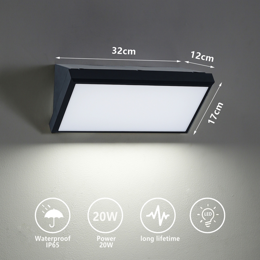 Brilagi - LED Vanjska zidna svjetiljka TRIANGLE LED/20W/230V crna IP65