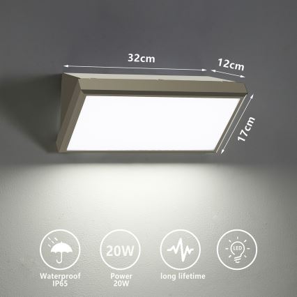 Brilagi - LED Vanjska zidna svjetiljka TRIANGLE LED/20W/230V siva IP65