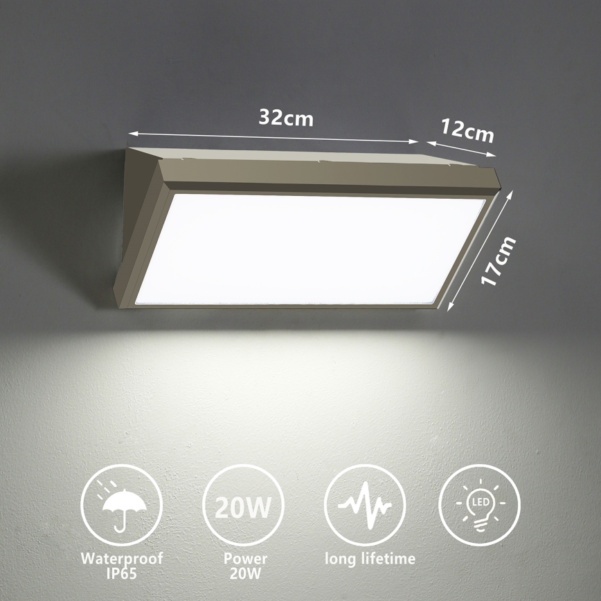 Brilagi - LED Vanjska zidna svjetiljka TRIANGLE LED/20W/230V siva IP65