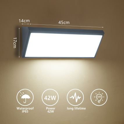 Brilagi - LED vanjsko zidno svjetlo TRIANGLE LED/42W/230V 3000/4000/6500K 45 cm antracit IP65