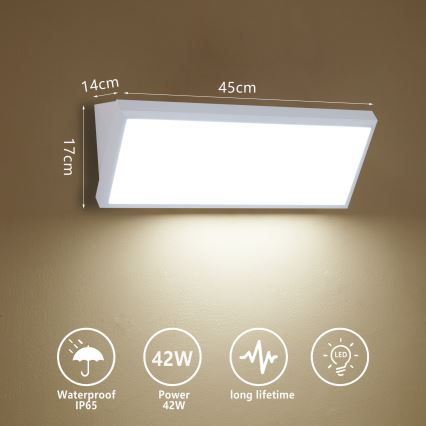 Brilagi - LED vanjska zidna svjetiljka TRIANGLE LED/42W/230V 3000/4000/6500K 45 cm bijela IP65