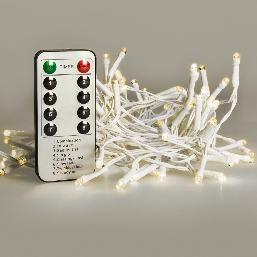 Brilagi - LED Vanjske božićne lampice 120xLED/8 funkcija/3xAA 9,5m bijela IP44 topla bijela + daljinski upravljač