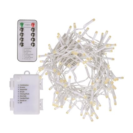Brilagi - LED Vanjske božićne lampice 120xLED/8 funkcija/3xAA 9,5m bijela IP44 topla bijela + daljinski upravljač