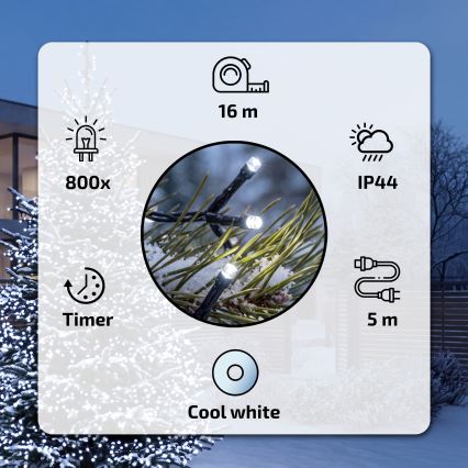 BRILAGI - LED vanjski božićni niz 800xLED 21m IP44 hladno bijela