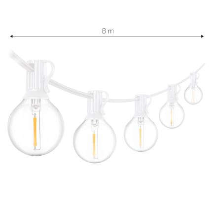 Brilagi - LED vanjska dekorativna girlanda GIRLANDA 10xE12/0,6W/230V 8m bijela IP44 topla bijela