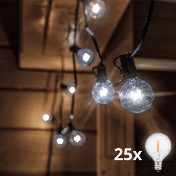 Brilagi - LED vanjski dekorativni niz GIRLANDA 25xE12/0,8W/24V 20m IP44 hladno bijela