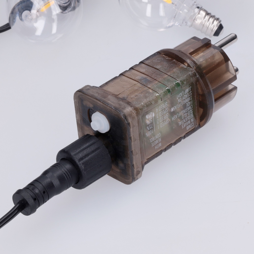 BRILAGI - LED vanjski dekorativni niz GIRLANDA 25xE12/0,6W/230V 20m crna IP44 topla bijela + daljinski upravljač