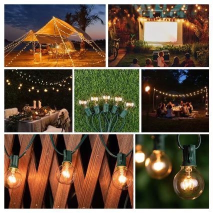 Brilagi - LED vanjska dekorativna girlanda GIRLANDA 25xE12/0,8W/230V 20m zelena IP44 topla bijela