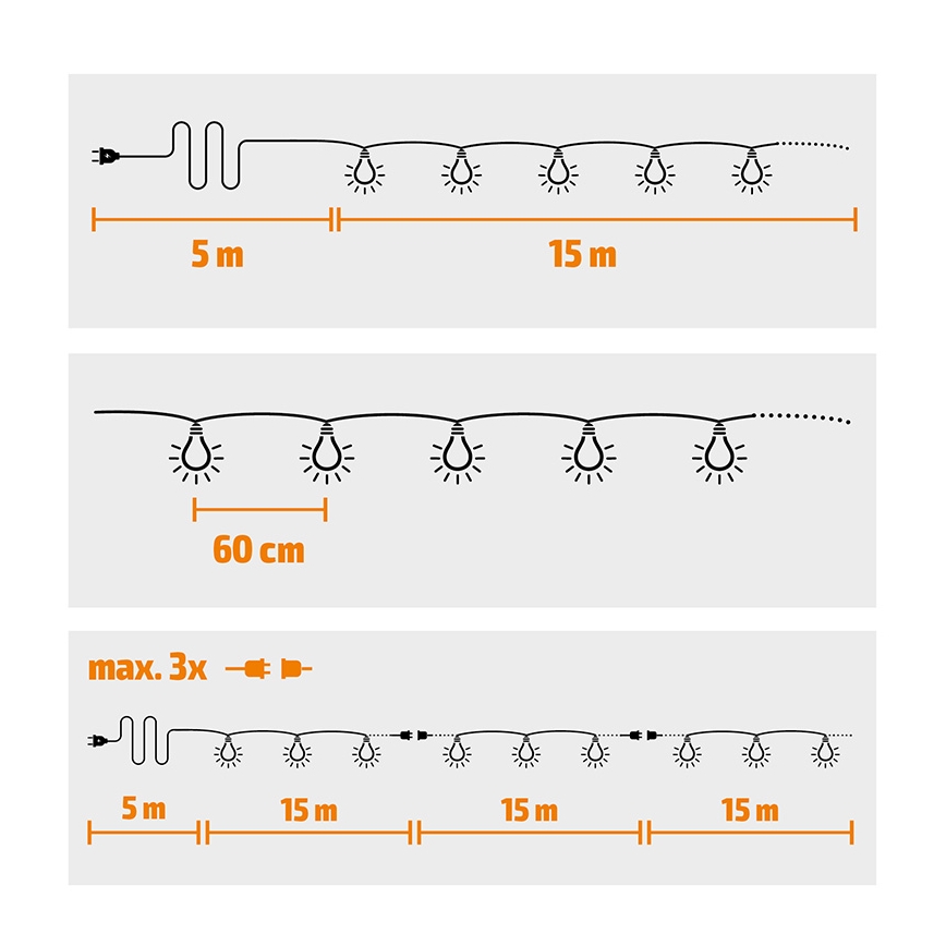 Brilagi - LED vanjska dekorativna girlanda GIRLANDA 25xE12/0,8W/230V 20m zelena IP44 topla bijela
