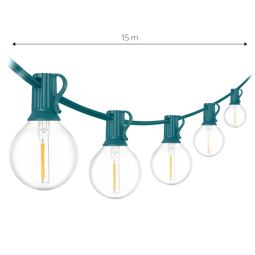 Brilagi - LED vanjska dekorativna girlanda GIRLANDA 25xE12/0,8W/230V 20m zelena IP44 topla bijela