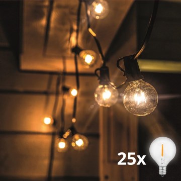 BRILAGI - LED Vanjski ukrasni niz GIRLANDA 25xE12/0,36W/24V 20m crna IP44 topla bijela