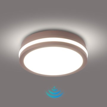 Brilagi - LED vanjsko stropno svjetlo BENE sa senzorom LED/18W/230V, promjer 21,5 cm, smeđa, IP54