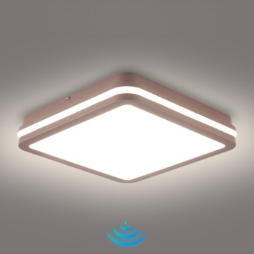 Brilagi - LED vanjsko stropno svjetlo s senzorom BENE LED/24W/230V 26x26 cm smeđe IP54