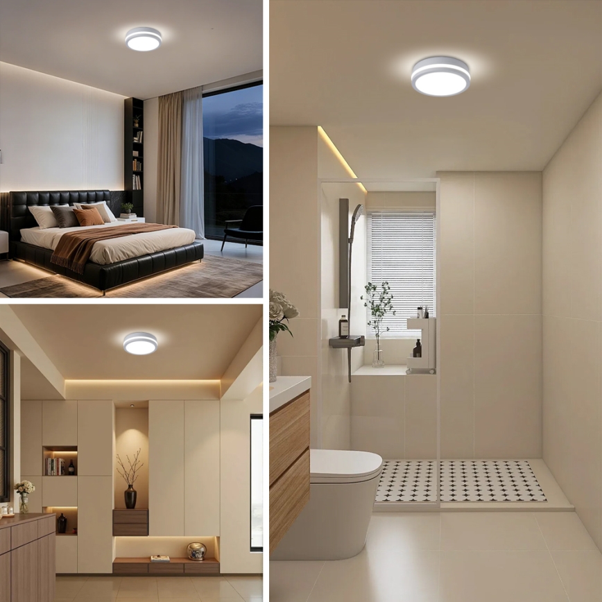 Brilagi - LED vanjska stropna svjetiljka s integriranim senzorom BENE LED/18W/230V Ø 21,5 cm bijela IP54