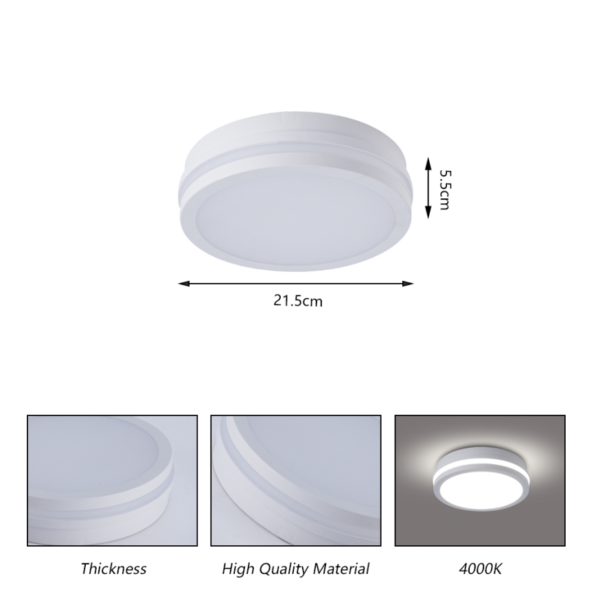 Brilagi - LED vanjska stropna svjetiljka s integriranim senzorom BENE LED/18W/230V Ø 21,5 cm bijela IP54