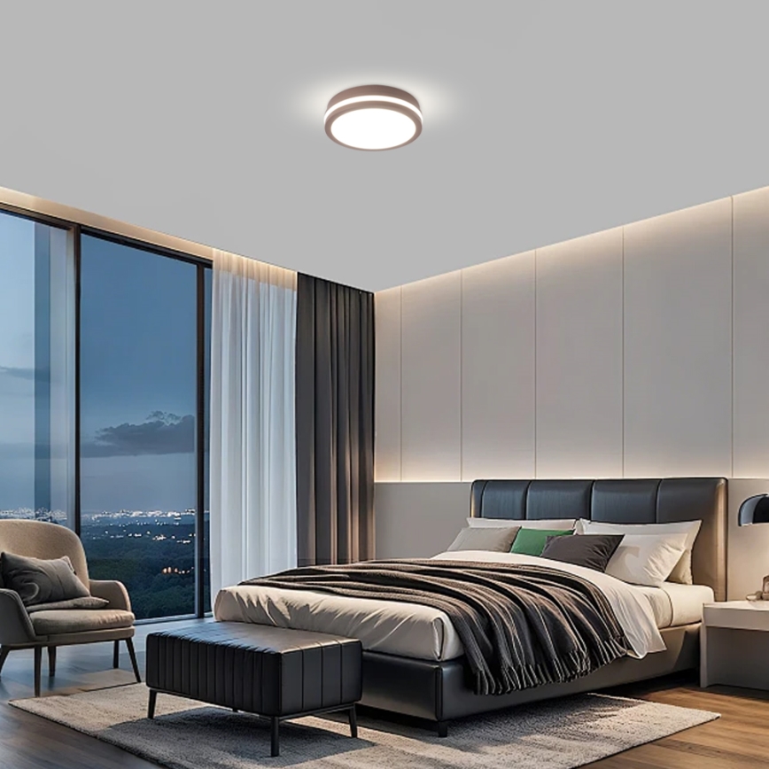 Brilagi - LED vanjsko stropno svjetlo sa senzorom BENE LED/18W/230V Ø 21,5 cm smeđe IP54