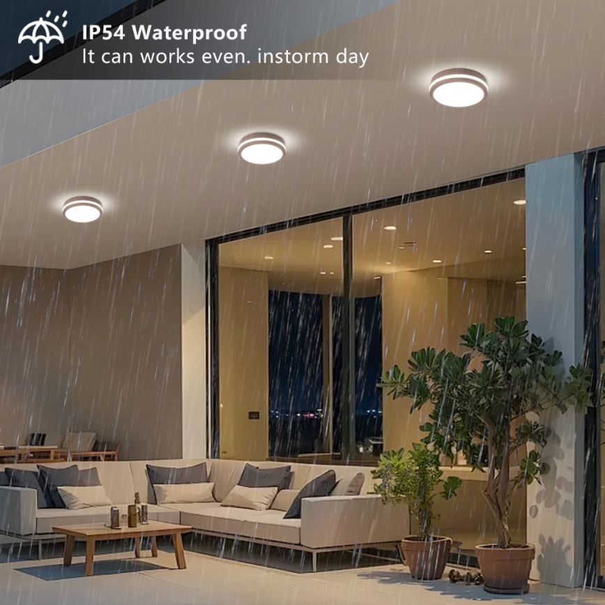 Brilagi - LED vanjsko stropno svjetlo sa senzorom BENE LED/18W/230V Ø 21,5 cm smeđe IP54