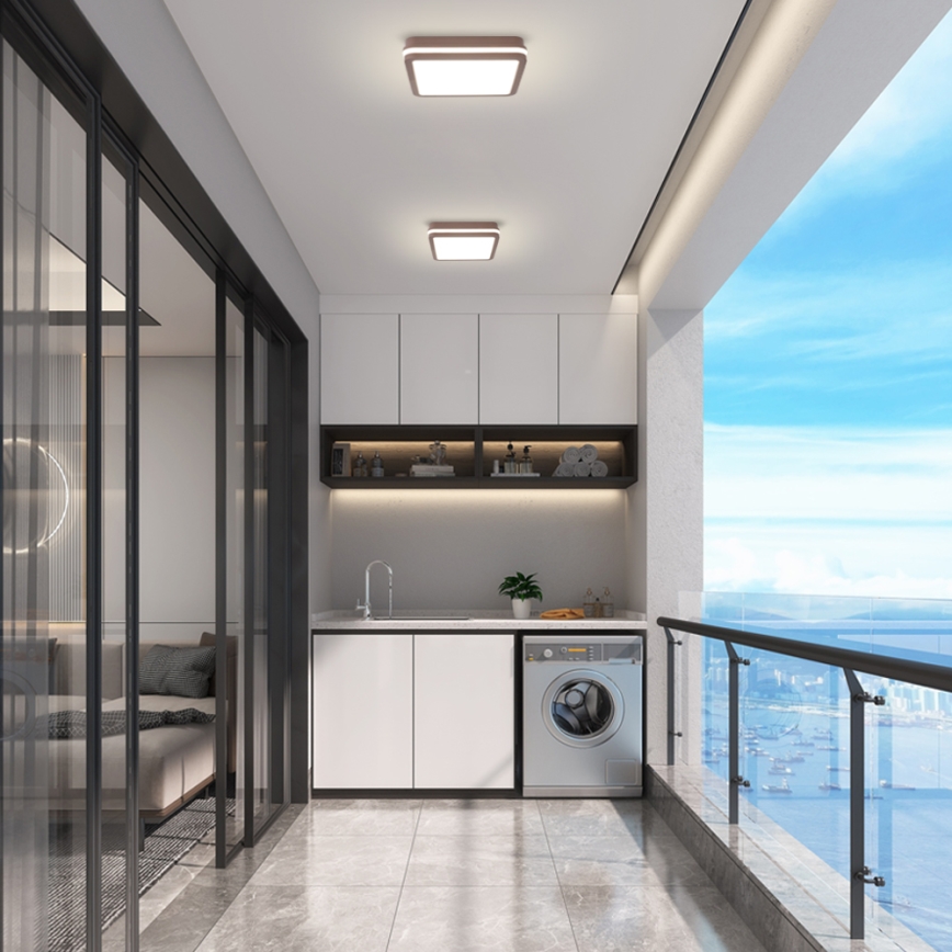 Brilagi - LED vanjsko stropno svjetlo s senzorom BENE LED/24W/230V 26x26 cm smeđe IP54