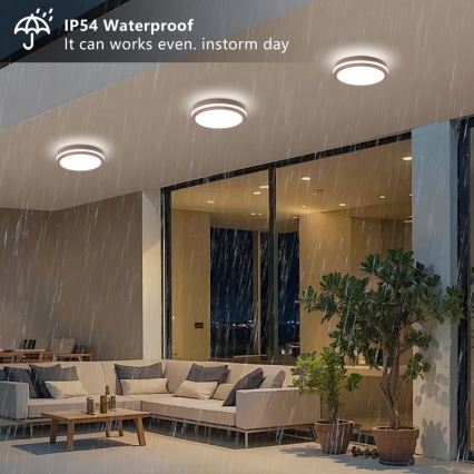 Brilagi - LED vanjsko svjetlo s senzorom BENE LED/24W/230V Ø 26 cm smeđa IP54